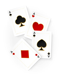 A set of playing aces on a white background. Vector illustration.