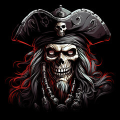 skull pirates tattoo design dark art illustration&nbsp;isolated on black