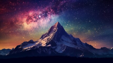 Mountain at night under a starry sky, Generative AI