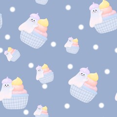 cupcake pattern cute.ghost pastel