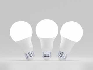 White bulb 3d illustration with white background  