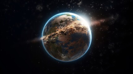 Sphere of nightly Earth planet in outer space - earth in space, Generative AI