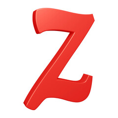 3D red alphabet letter z for education and text concept