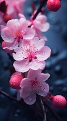 the close-up of the Japanese cherry blossom