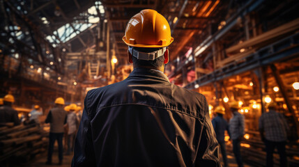 Fototapeta na wymiar photograph of engineer working in industrial warehouse,ai generater