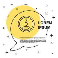 Black line Speedometer icon isolated on white background. Random dynamic shapes. Vector