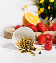 FRUITS FRUTA TEA FLORES AMARILLO ORANGE NARANJA DESAYUNO