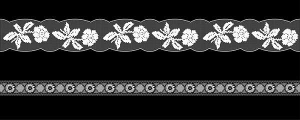 White laces on black background. Vector ornament, design element with pattern for design in vintage style.