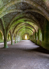Fototapeta na wymiar Detail of the cellareum vaulted ceiling of Fountains Abbey in Yorkshire, United Kingdom