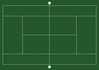 Tennis court . Top view . The exact proportions . Vector