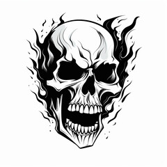 skull with flames illustration 