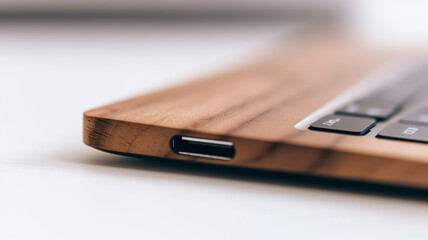 abstract, wooden laptop wooden notebook wooden computer
