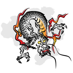 龍のイラスト　灰色