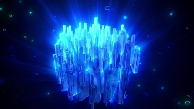 Futuristic City Buildings Transform to a fingerprint