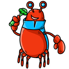 Cute Orange Crab Holding Vegetables