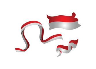 Three red and white indonesia flag illustration design