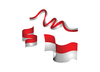 Three red and white indonesia flag illustration element