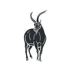 Mountain Goat Icon Silhouette Illustration. National Park Vector Graphic Pictogram Symbol Clip Art. Doodle Sketch Black Sign.