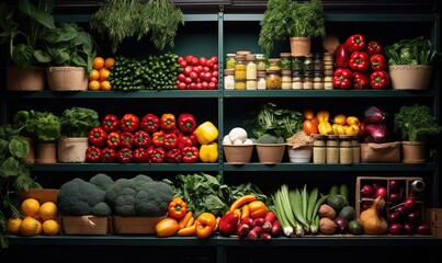 Obraz na płótnie Canvas kitchen storage full of vegetables 