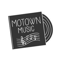 Motown Music Icon Silhouette Illustration. Vinyl Vector Graphic Pictogram Symbol Clip Art. Doodle Sketch Black Sign.