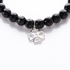 Gemstone beaded bracelets. Healing natural stones. Handmade jewelry with silver pendant.