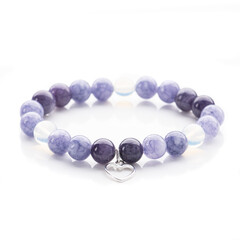 Gemstone beaded bracelets. Healing natural stones. Handmade jewelry with silver pendant.