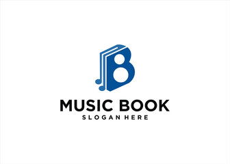 book and music logo design vector