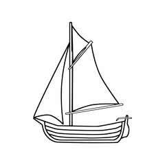 Sailboat icon. Outline illustration of sailboat vector icon for web