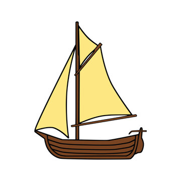 sailboat icon image vector illustration design  yellow and brown color