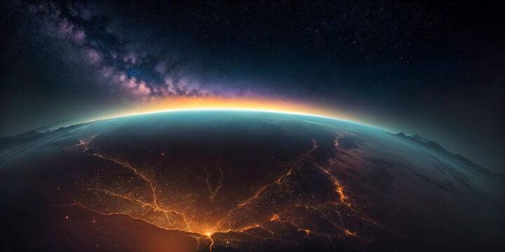 Earth at he night. Abstract wallpaper. City lights on planet. Civilization. Elements of this image furnished by NASA