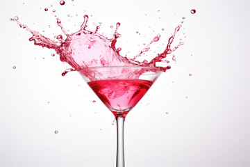 Classic cosmopolitan cocktail splash isolated on white background - obrazy, fototapety, plakaty