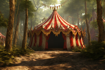 circus tent in the jungle - obrazy, fototapety, plakaty