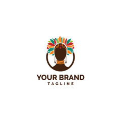 African traditional women logo design.