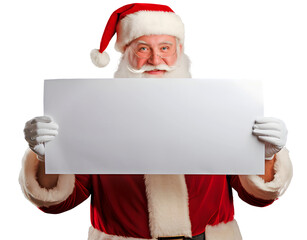 Naklejka premium père Noël qui tient un panneau blanc devant lui - fond transparent