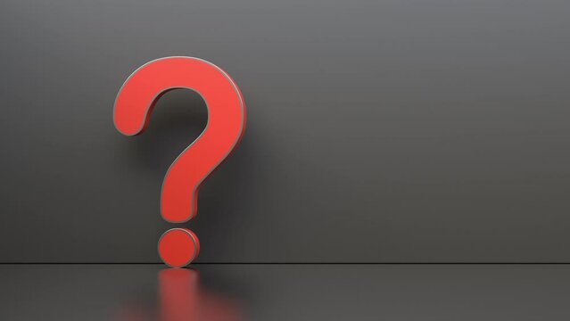 Red question mark on black background with empty copy space on right side, FAQ Concept. Seamless looping animation