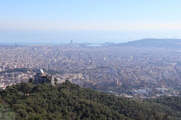 A view from Tibidabo mountain, Barcelona, Spain