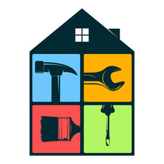 House repair and service design. Construction and repair tool set