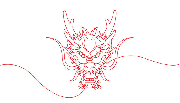 dragon chinese new year line art style vector eps 10