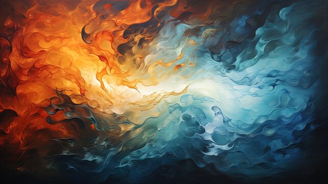 an oil on canvas painting of a swirling flame