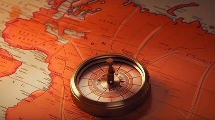 Fototapeta na wymiar Columbus day, world map with compass. Generative Ai