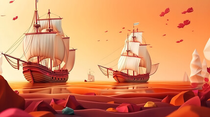 Columbus Day. Discovery and exploration background. Generative Ai