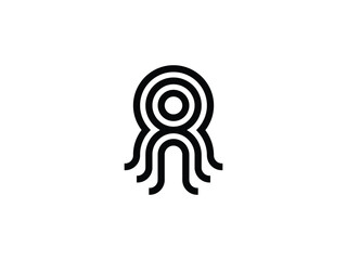 abstract octopus with geometric line style logo design © Nay