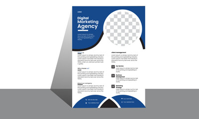 Corporate business flyer template design set with blue,& black.