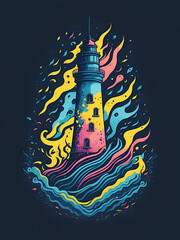 Fototapeta na wymiar Lighthouse. AI generated illustration