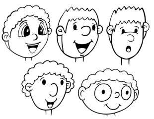 Deurstickers Cartoons face and head vector illustration art set