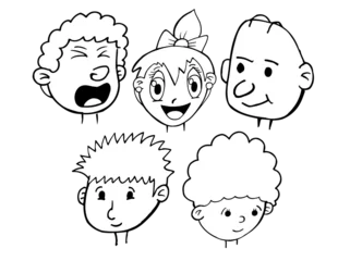 Stickers pour porte Dessin animé face and head vector illustration art set