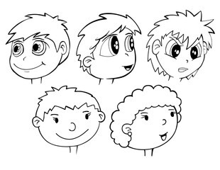 Cartoon Faces Heads Vector Illustration Art Set