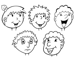 Faces Heads Vector Illustration Art Set