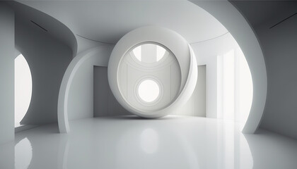 Futuristic white cosmic interior capsule hotel - 621336769