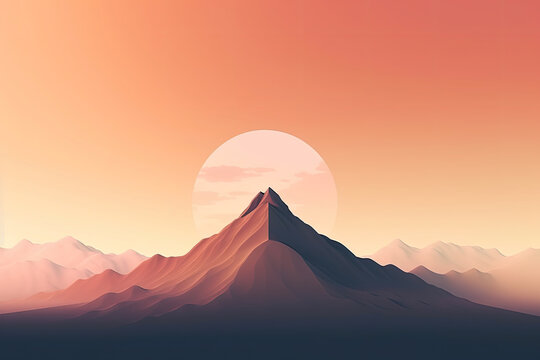 serene minimalistic background with a single mountain silhouette, capturing the simplicity and grandeur of nature